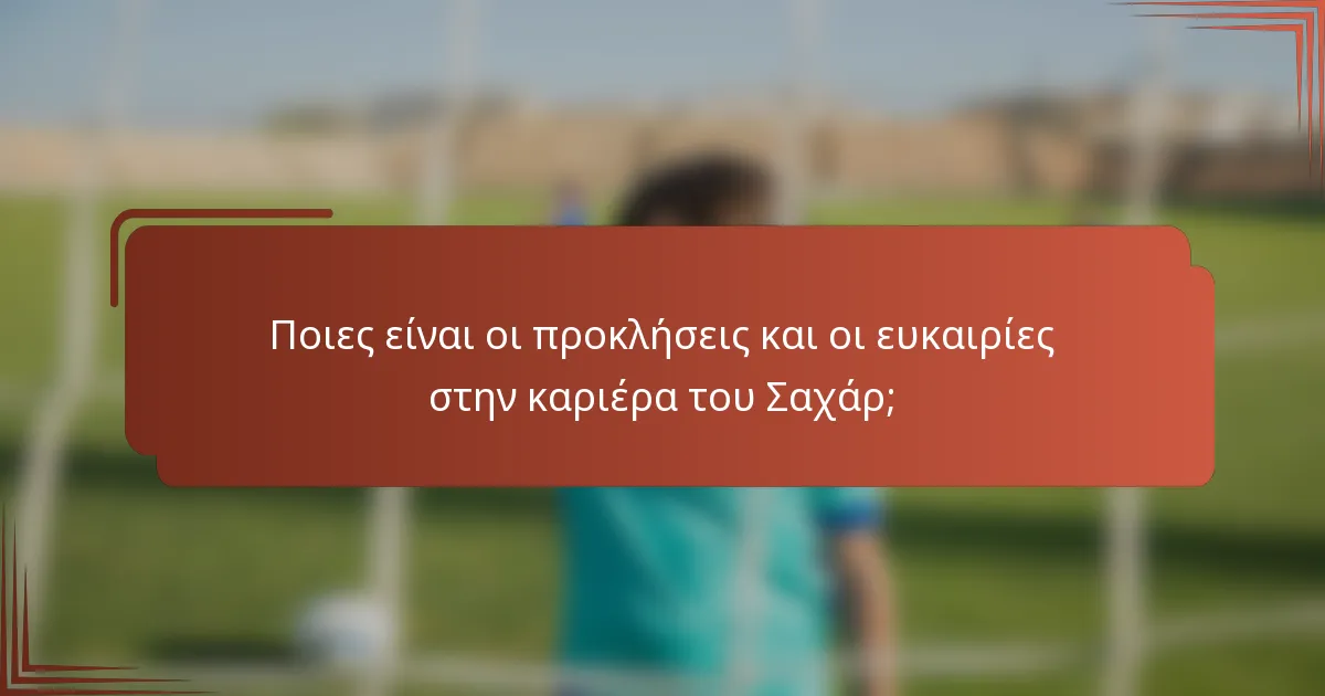 Ποιες είναι οι προκλήσεις και οι ευκαιρίες στην καριέρα του Σαχάρ;